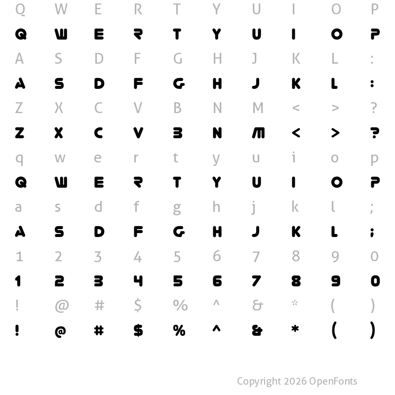 Character Map of You're Gone Regular