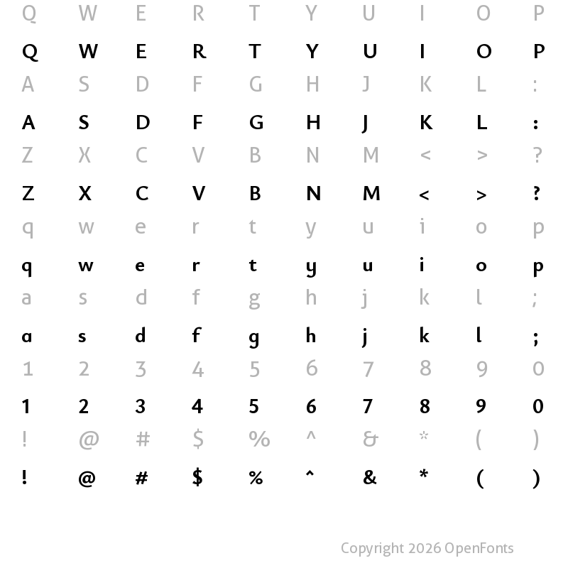 Character Map of Ysabeau Infant Bold