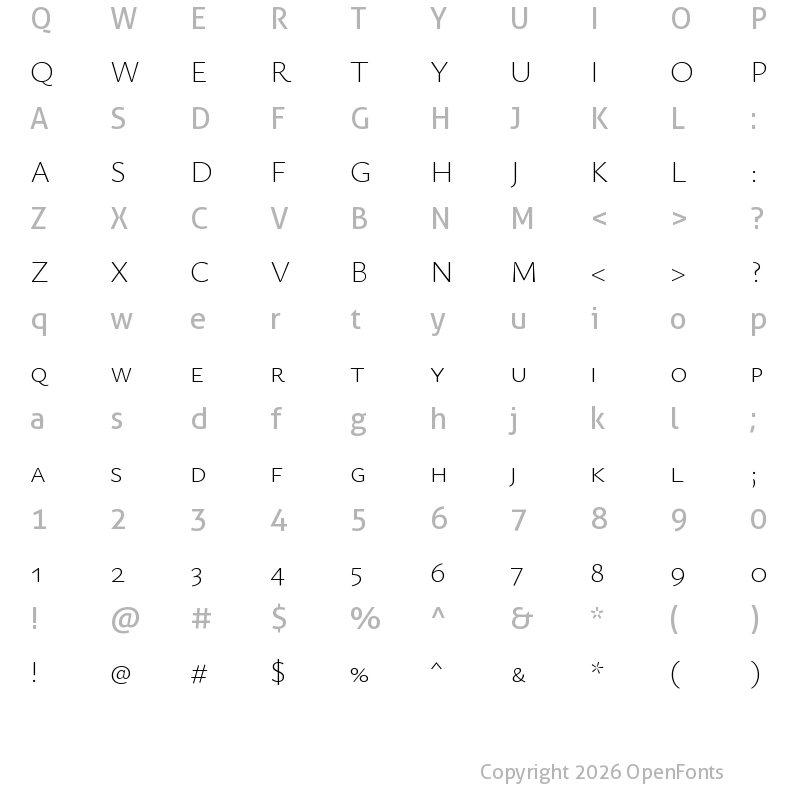 Character Map of Ysabeau SC ExtraLight