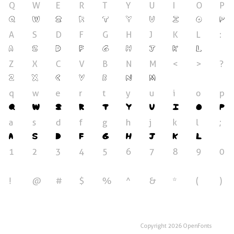 Character Map of Yummy Nubs Regular