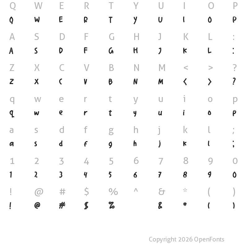 Character Map of Yumna Regular