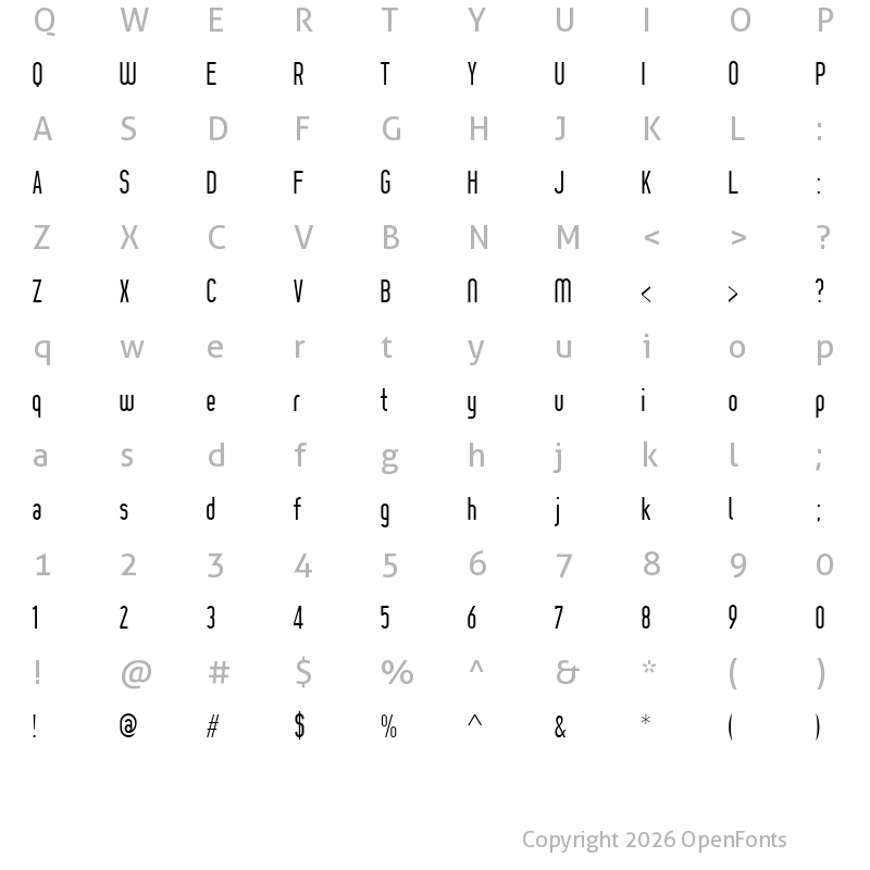 Character Map of [z] Prozak Light Regular