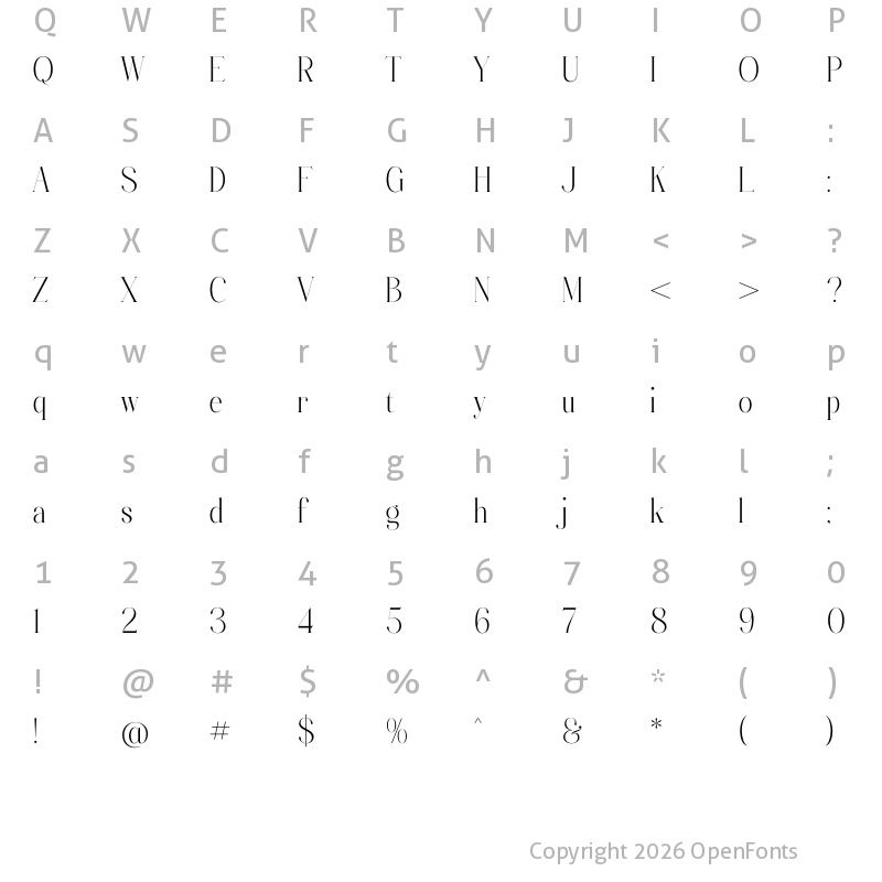Character Map of Zackerman Regular