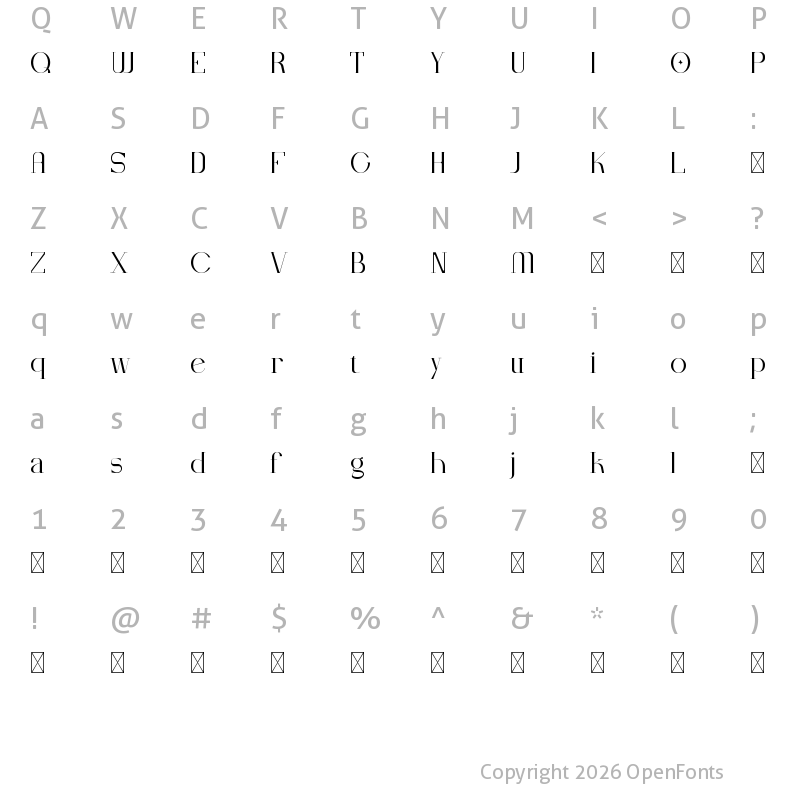 Character Map of Zalerina Demo Regular
