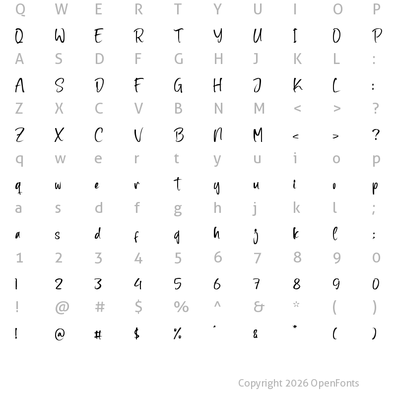 Character Map of Zamora Regular