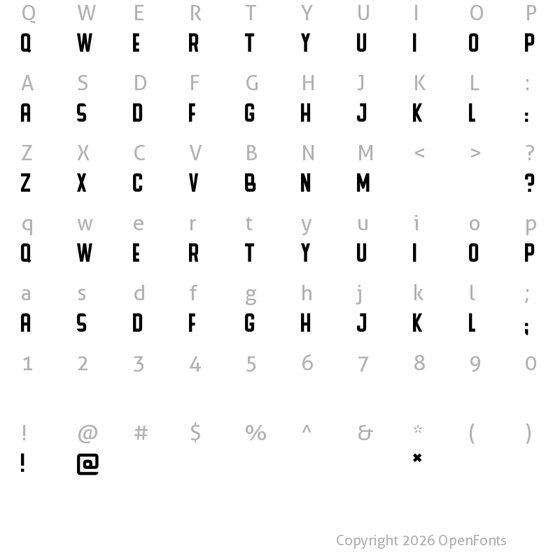 Character Map of ZAPPAT Black