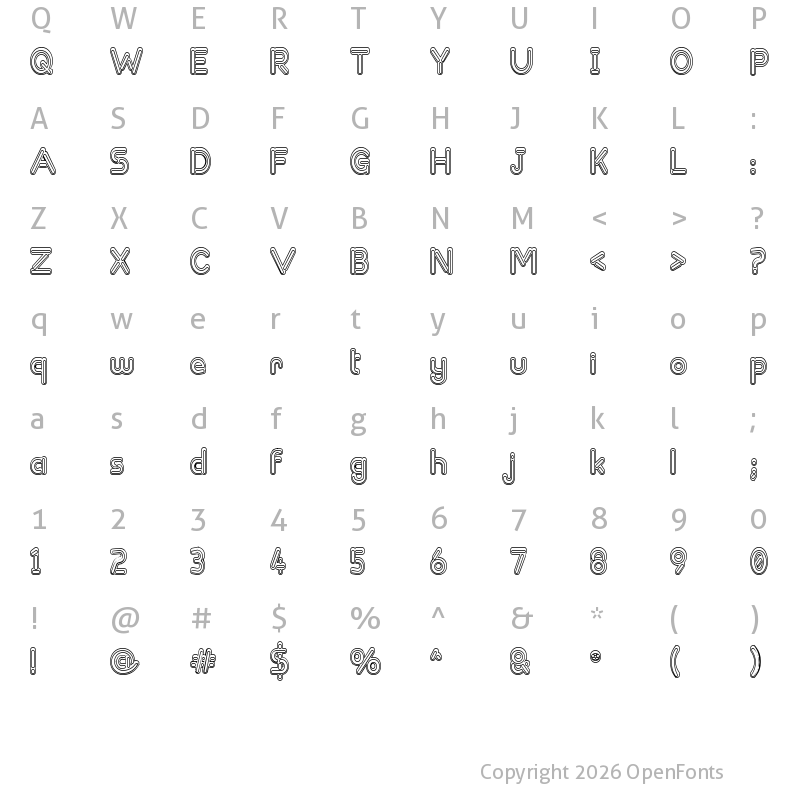 Character Map of Zapped Sticks Regular