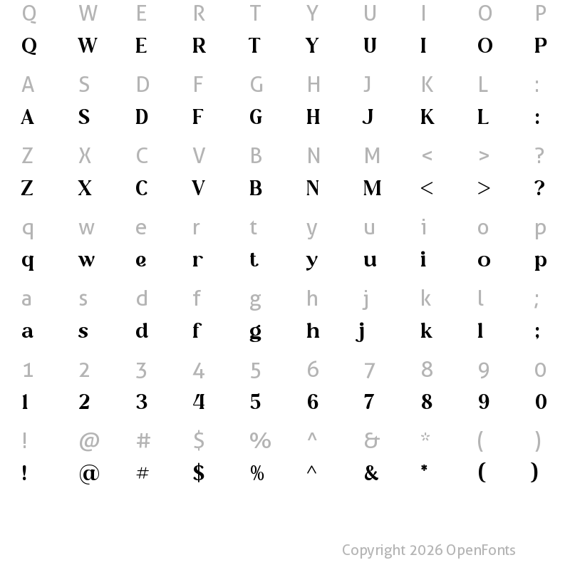 Character Map of Zasline Regular