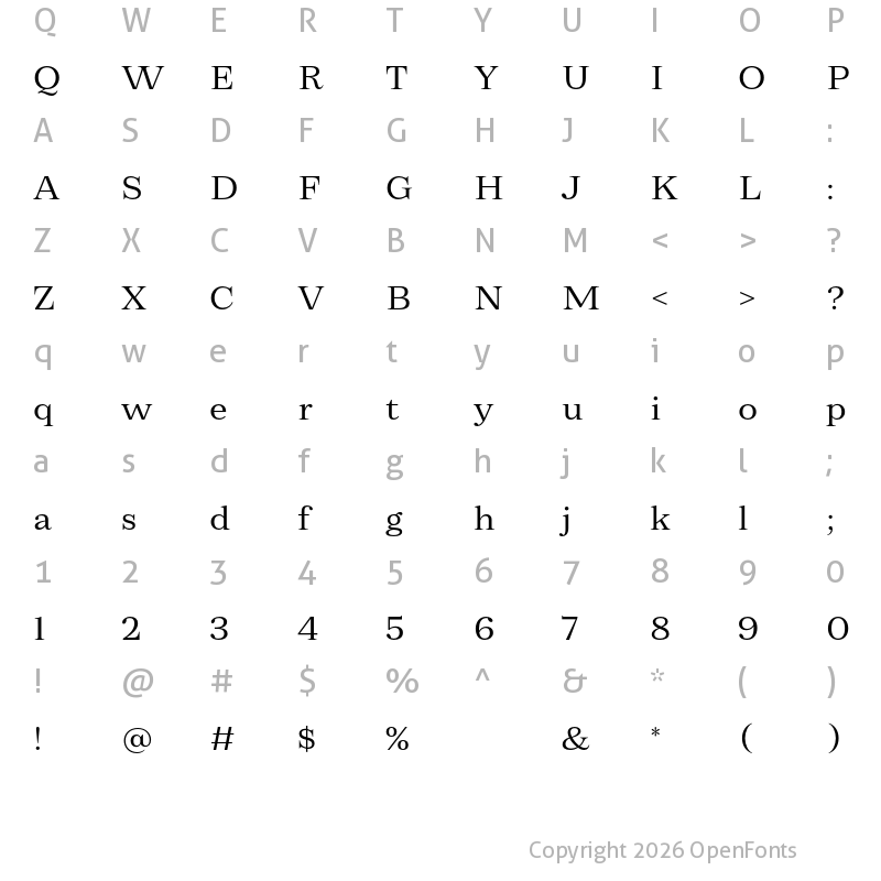 Character Map of Zeit Light