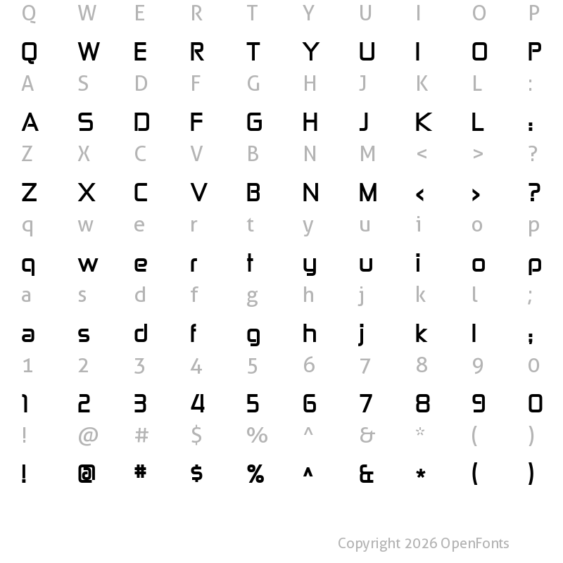 Character Map of Zekton Bold