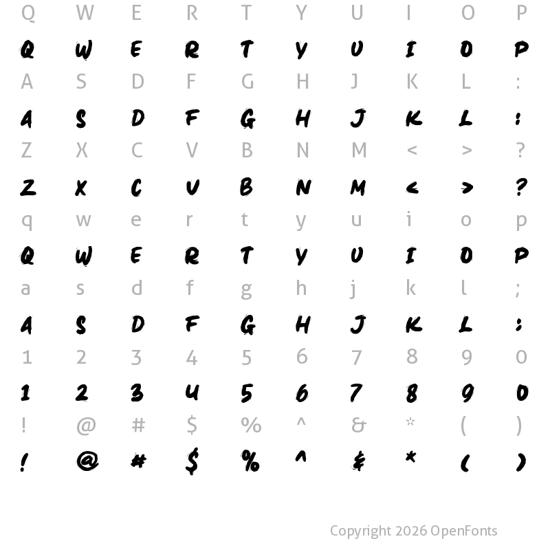 Character Map of Zembrush Regular