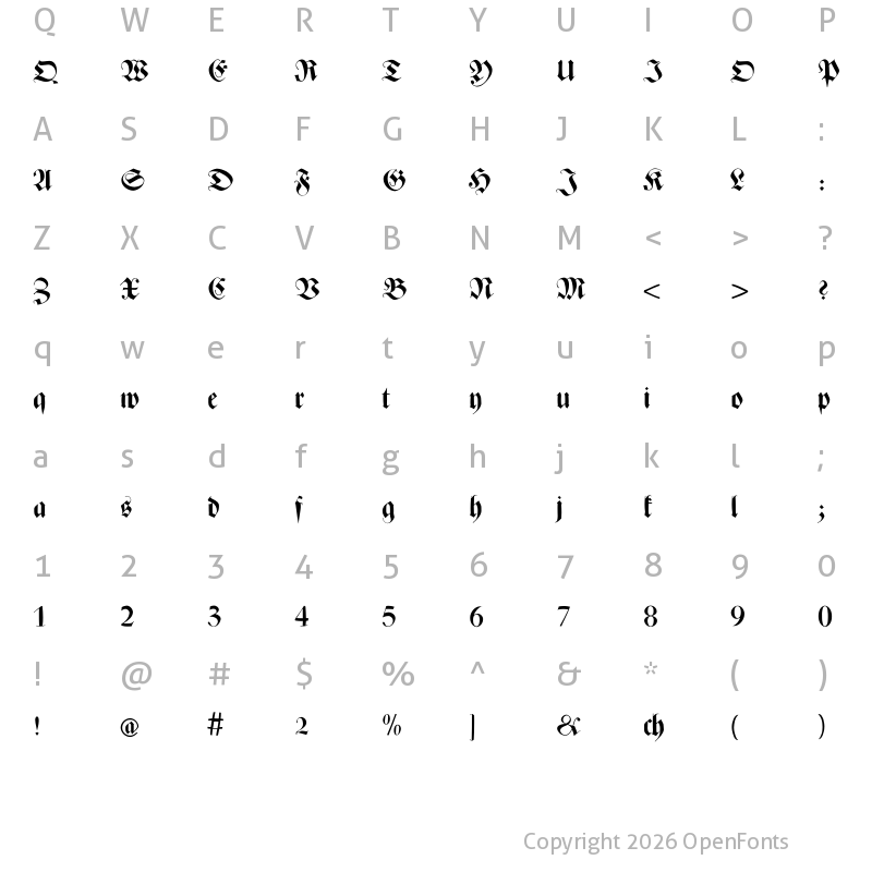 Character Map of ZenFrax Regular