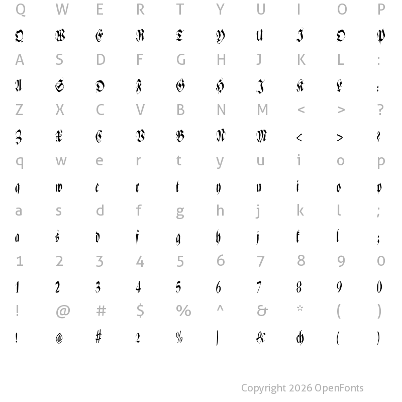 Character Map of ZenFraxFreestyleCondensed Regular