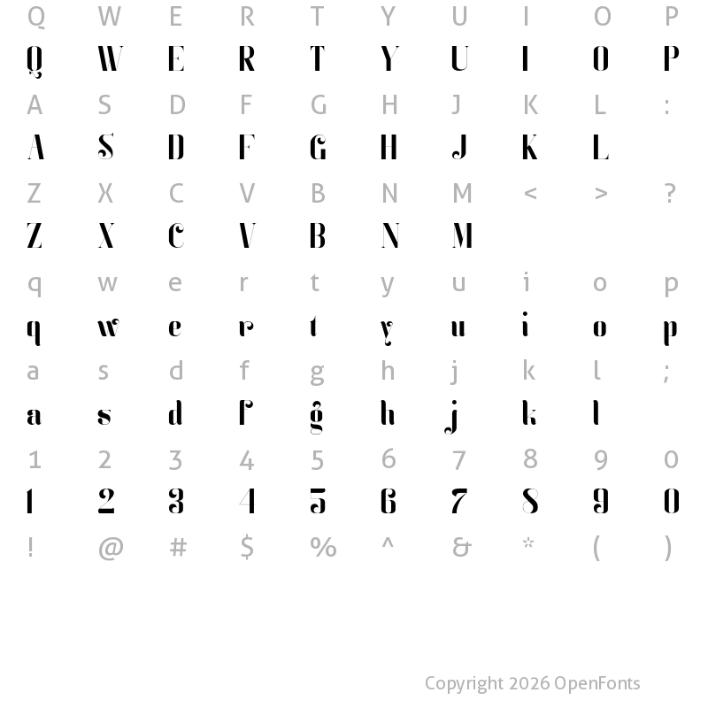 Character Map of Zeo xay Regular