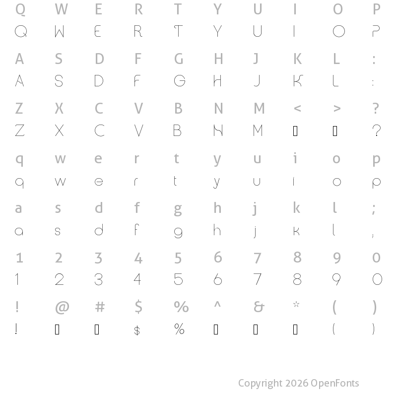 Character Map of Zero light Light