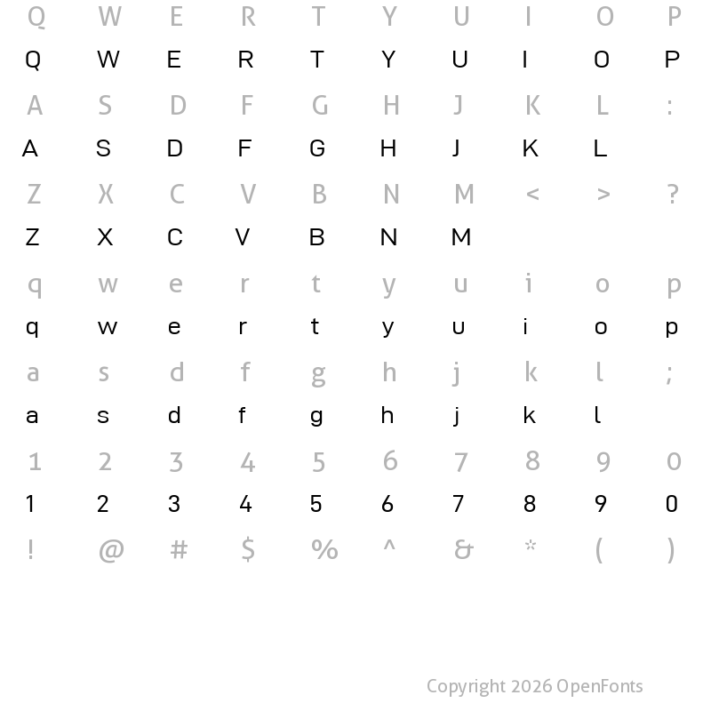 Character Map of ZeroSANS Regular