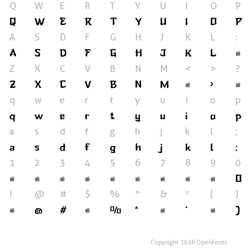 Character Map of ZIERUK Trial Regular