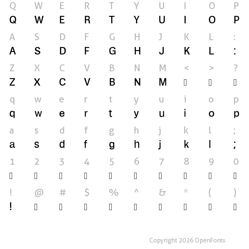 Character Map of Zikketica Regular