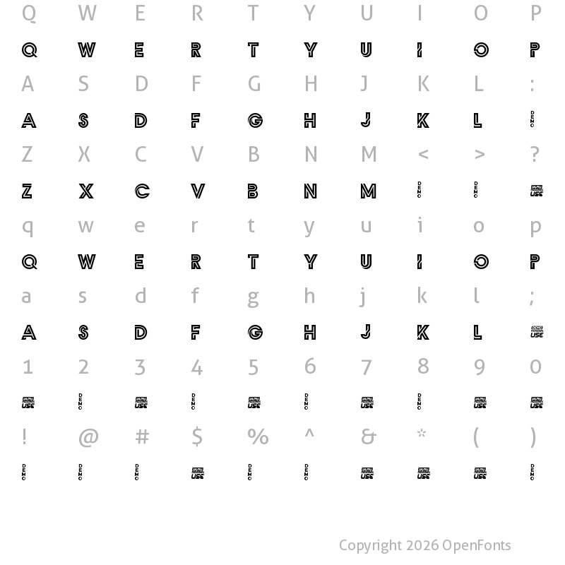 Character Map of Zilap Monograma Regular