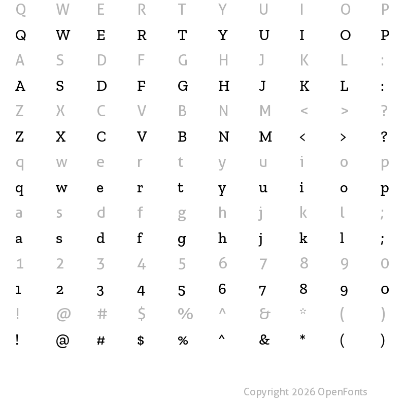 Character Map of Zilla Slab Medium