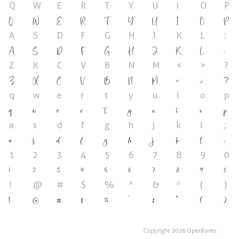 Character Map of Zofia Larsonty Regular