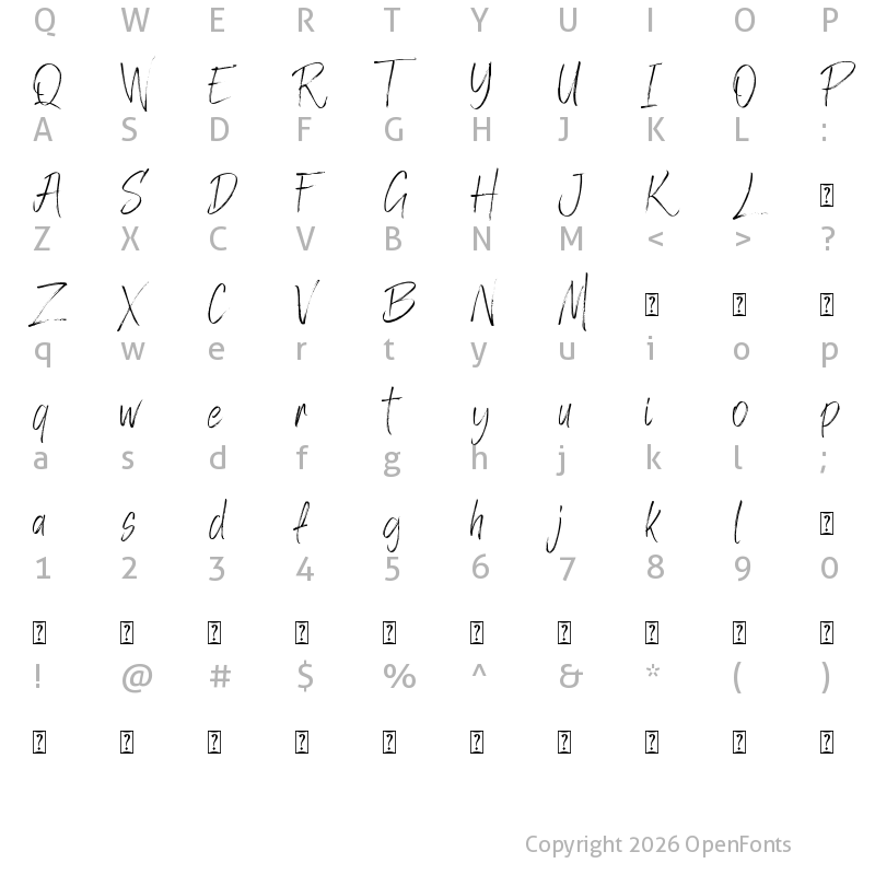 Character Map of Zolanti Regular