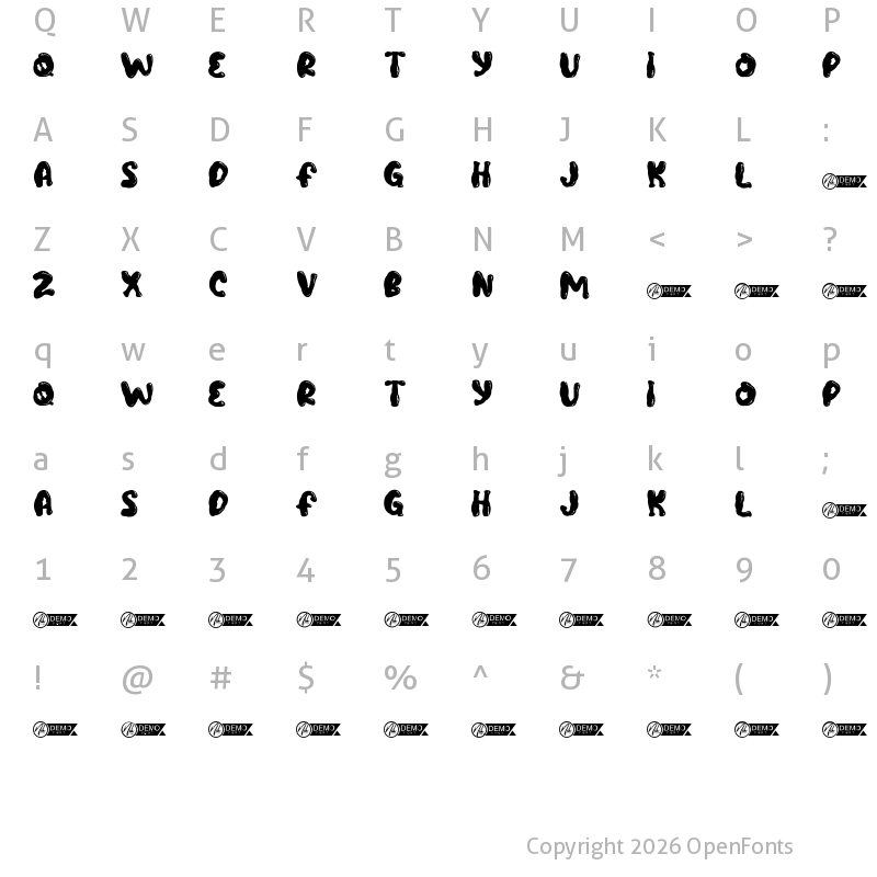 Character Map of Zombie Food Demo Regular