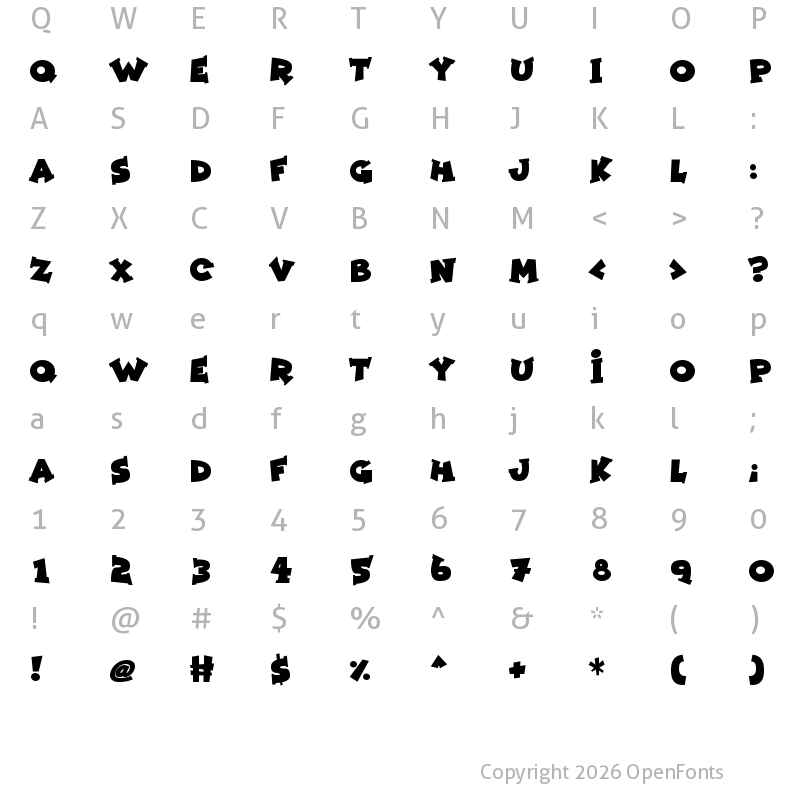 Character Map of Zombie Night Regular