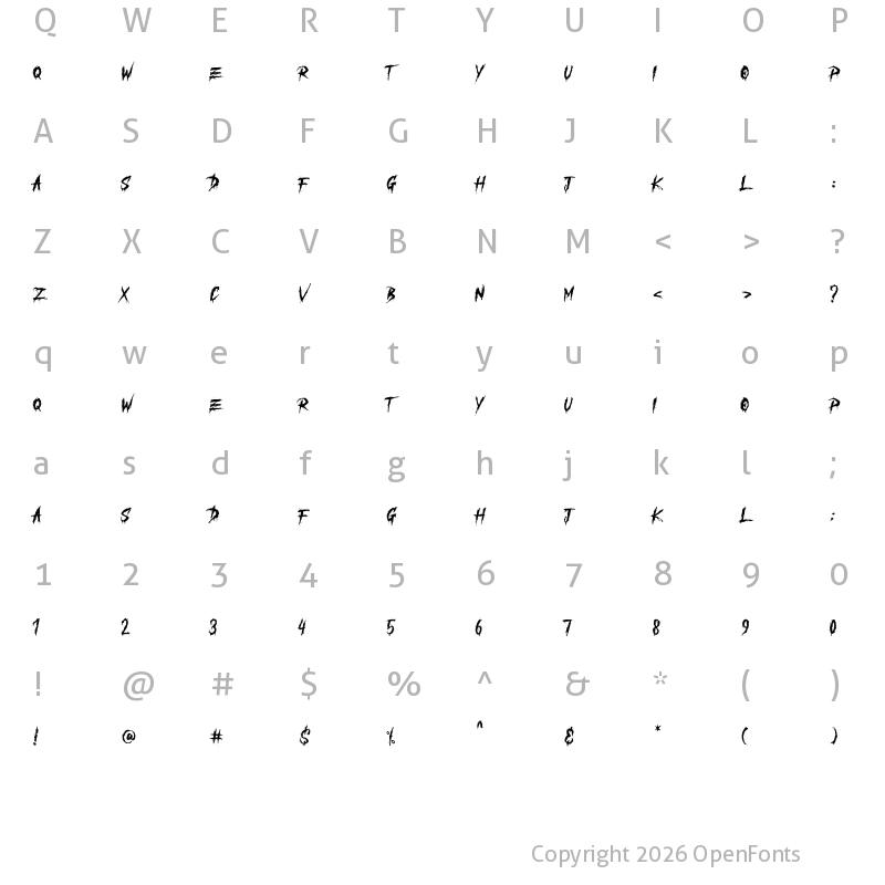 Character Map of ZOMBIES REBORN Regular
