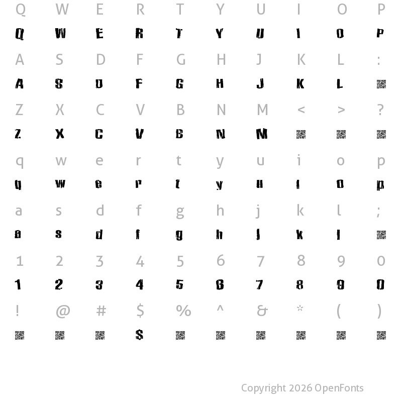 Character Map of ZombieState Regular