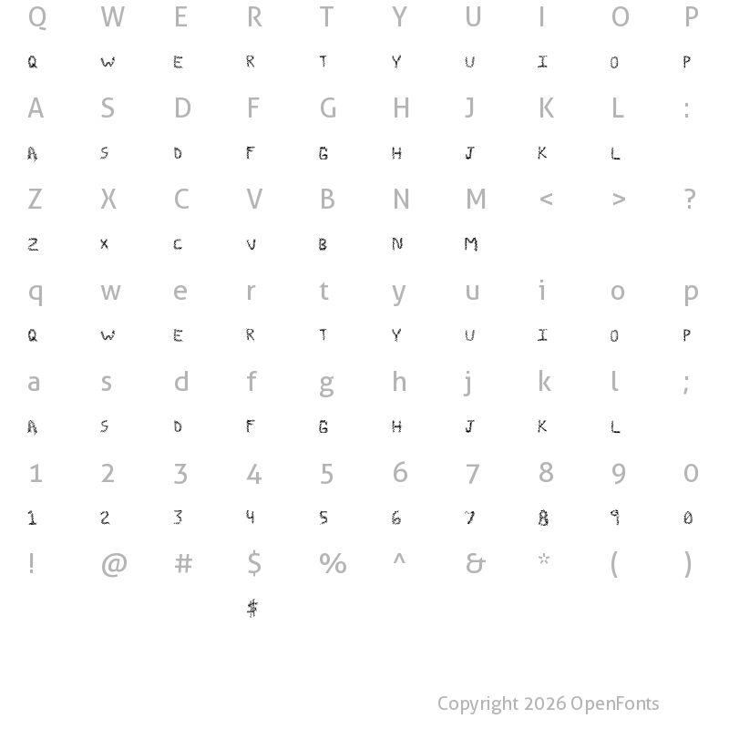 Character Map of ZombieStitch Regular