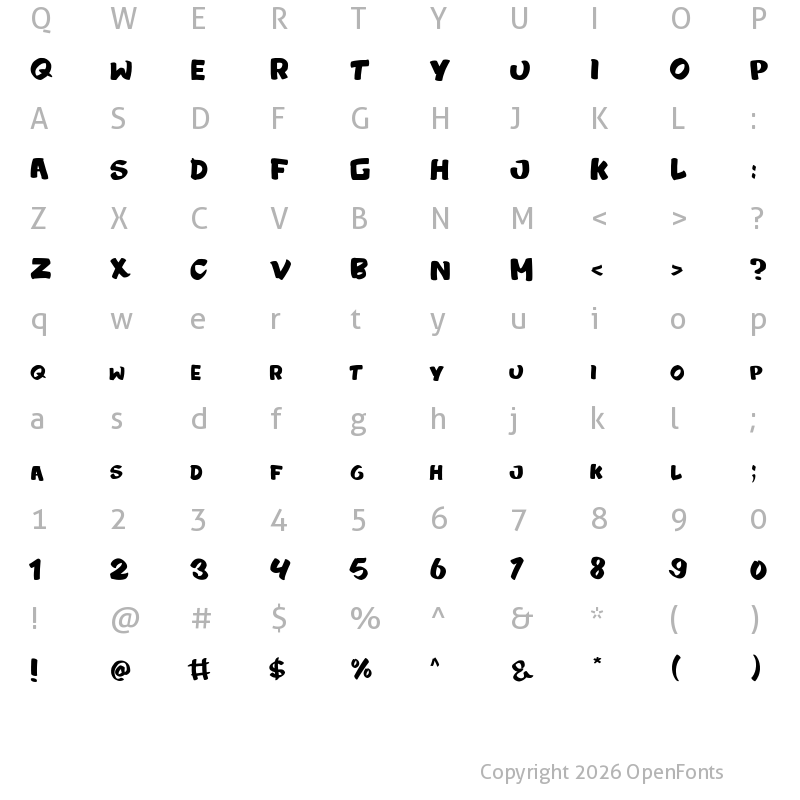 Character Map of ZOMBYE Regular