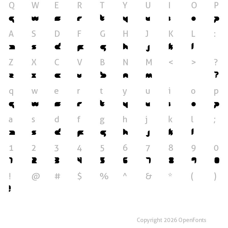 Character Map of Zon Regular