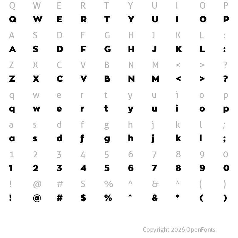 Character Map of ZonaPro-Black ?