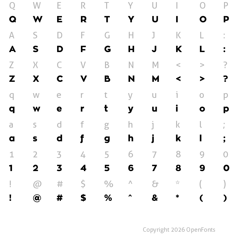 Character Map of ZonaPro-ExtraBold ?
