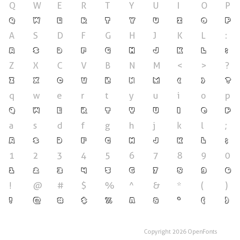 Character Map of Zounderkite Engraved Regular