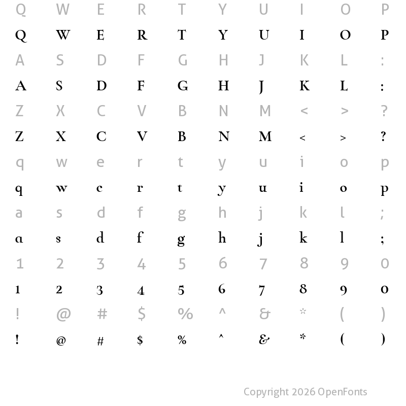 Character Map of Zt Chablis Bold