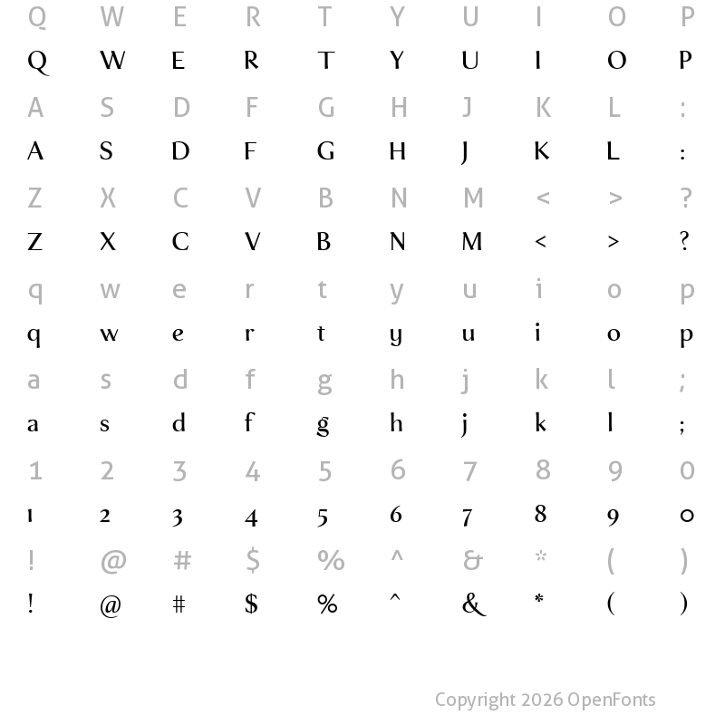 Character Map of ZT Mota Regular