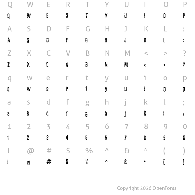 Character Map of Zubajda Grng Regular