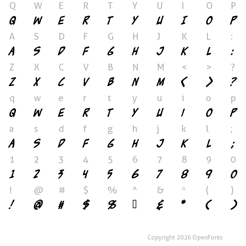 Character Map of Zud Juice Bold