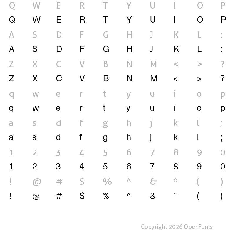 Character Map of Zwizz Regular