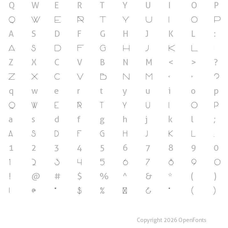 Character Map of Zya Regular
